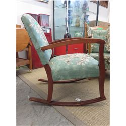 Vintage rocker w/ tapestry back & spring seat ca1930