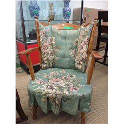 Vintage Wooden rocker chair with upholstered seat