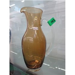 Hand blown glass pitcher - brown to clear