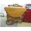 Image 1 : Wooden rolling tea trolley with drop leaf sides