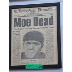 Framed newspaper sheet from May 1975