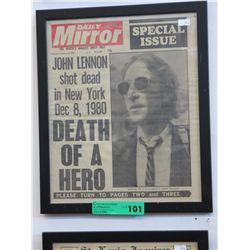 Framed newspaper sheet from May 1980