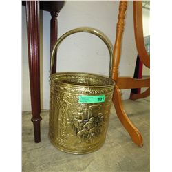 Brass bucket with raised detail