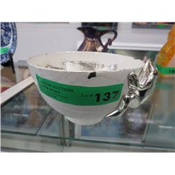 Hand hammered silver plated frog bowl