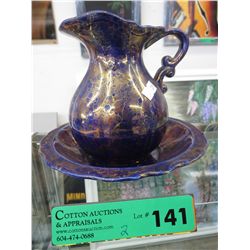 Vintage glazed ceramic dish and jug