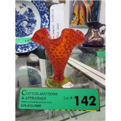 Fenton hobnail ruffled small vase - Amberina