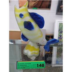 Art glass fish vase - 9" tall, 7" wide, 2" deep