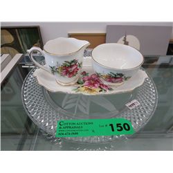 Edinburgh crystal plate + china cream & sugar