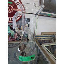 Vintage Boho Style etched glass water pitcher