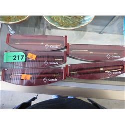5 New wood barrel pens in gift boxes