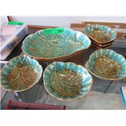 Vintage '70s glazed ceramic salad bowl set - 7 pc
