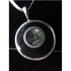 Sterling silver, onyx inlaid pendant