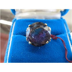 10kt yellow gold Birks ring w/ large purple stone