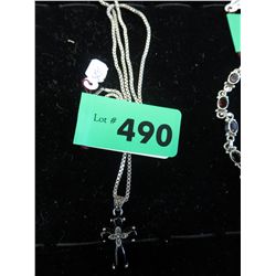 .925 silver box chain and sterling cross pendant
