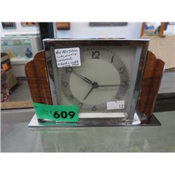 Art Deco walnut & chrome mantle clock
