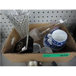 Small box of decorative and household items