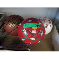 1 basketball and 2 soccer balls