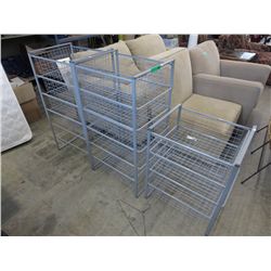 3 metal shelving units