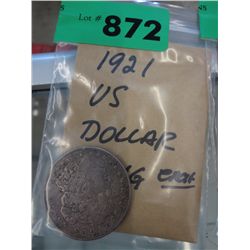 1921 US silver dollar coin