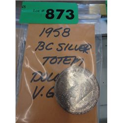 1958 BC Silver dollar