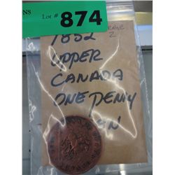 1852 Upper Canada Bank penny - Large 2