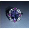 Image 1 : 4.160g Ring of Amethyst, Ruby and CZ Sterling 925 Silver