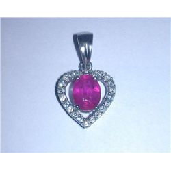 2.310g Pendant of Ruby and CZ Sterling 925 Silver