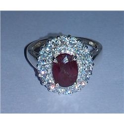 3.740g Ring of Ruby and CZ Sterling 925 Silver