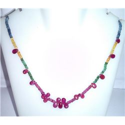 63.60 Ct Necklace of Emerald,Ruby,Sapphire and Tanzanite Sterling 925 Silver