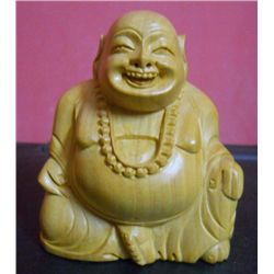 Decorative Wooden Laughing Buddha Statue Size: 3 inches