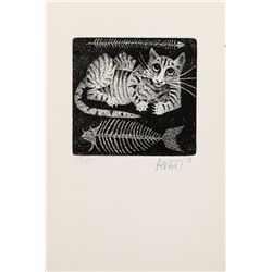 Mario Avati, Le Chat et Le Poisson, Mezzotint