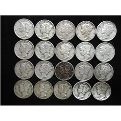 20 ASSORTED 1940'S MERCURY DIMES