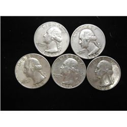 5 ASSORTED WASHINGTON SILVER QUARTERS