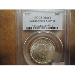 1952 WASHINGTON/CARVER HALF DOLLAR PCGS MS64