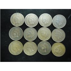 12 ASSORTED INDIAN HEAD CENTS