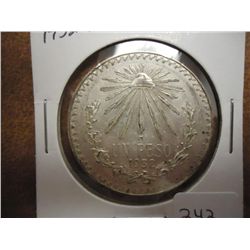 1932-M MEXICO CAPS & RAY SILVER PESO