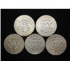 Image 2 : 5 ASSORTED 40% SILVER  KENNEDY HALF DOLLARS