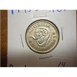 1943-S AUSTRALIA SILVER SHILLING .1680 OZ. ASW