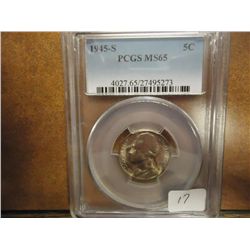 1945-S JEFFERSON NICKEL PCGS MS65