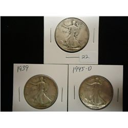 1935-S,39 & 45-D WALKING LIBERTY HALF DOLLARS