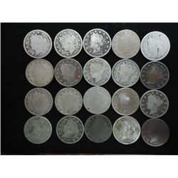 20 ASSORTED LIBERTY "V" NICKELS