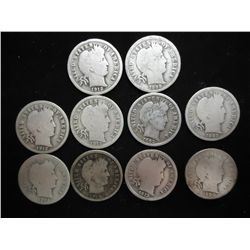 10 ASSORTED BARBER DIMES