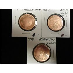 3 COPPER ROUND DEPICTING COINS ETC...
