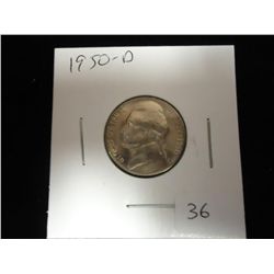 KEY DATE 1950-D JEFFERSON NICKEL UNC