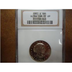 1981-S SBA DOLLAR NGC PF69 ULTRA CAMEO