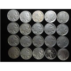 20 ASSORTED FULL DATE 1930'S BUFFALO NICKELS