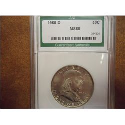 1960-D FRANKLIN HALF DOLLAR ANI MS65