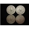 Image 2 : 4 ASSORTED 1950'S WASHINGTON SILVER QUARTERS