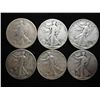 Image 1 : 1918,1935,2-1942 & 2-1946 WALKING LIBERTY HALVES