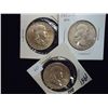 Image 1 : 3-SILVER FRANKLIN HALF DOLLARS 1951 AU,53-D AU &